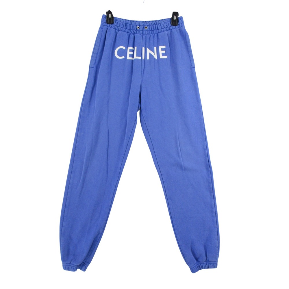 Celine Paris Logo Sweatpants Blue Cotton Joggers 2Z056052H Small